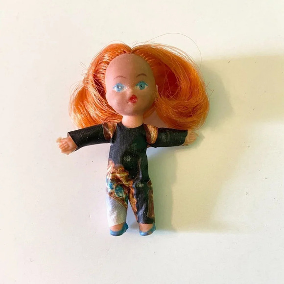 Vintage Liddle Kiddle Clone Doll Red Hair 2.5 Inch  Tall - Picture 1 of 9